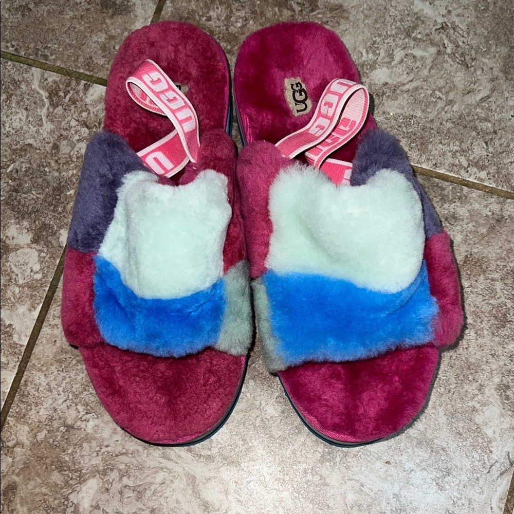 UGG Multicolor Fluffy Slide Sandals